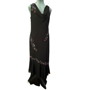 Alex Evenings Gown, Layered, Sleeveless, Open Back, Flowy, Black